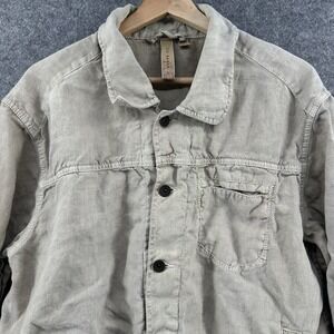 Ted Baker 100% Linen Shirt Jacket Mens Size 6 Tan Button Up Pockets